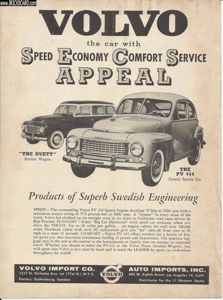 Volvo -- Volvo PV 444 and Duett Print Advert